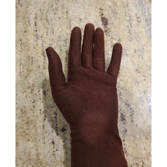 Vintage Women's Plus Size XL/XXL Brown Rayon Formal 11" Gloves Stitching Detail - Picture 13 of 16